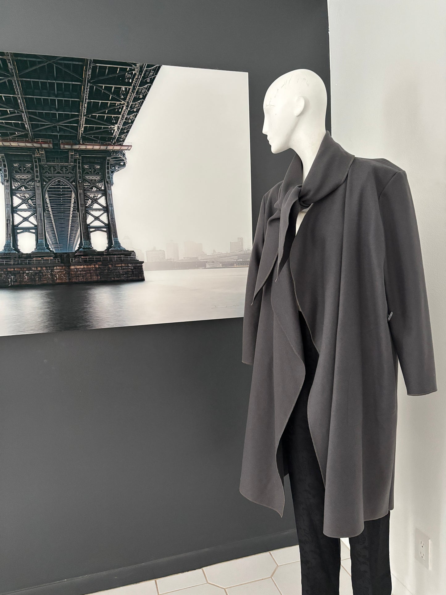 Grey Y2K Yeohlee Coat – Archive Sample, Tie-Front