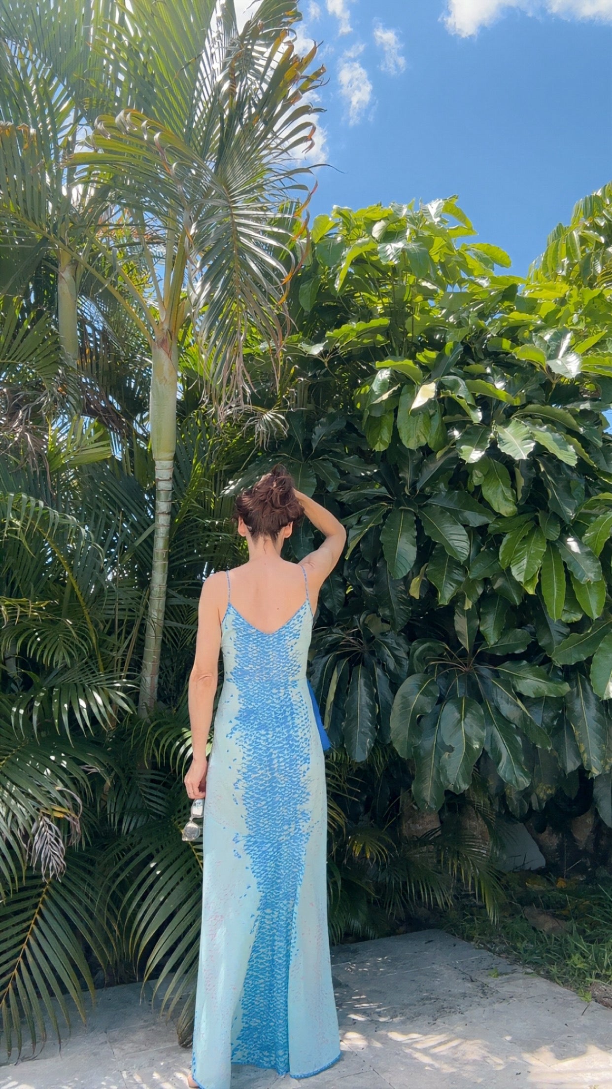 Y2K Mermaid Slip Dress | Seafoam Blue Bias Cut Maxi | Sheer Chiffon Detail