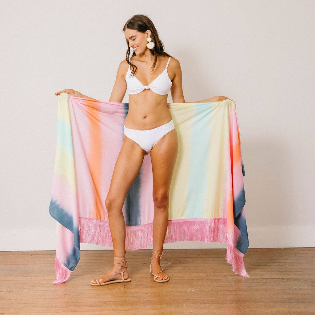 Watercolor Ruby Fringe Sarong