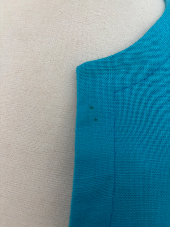 Turquoise Blue Custom Cotton–Linen Jacket, Blue Blazer