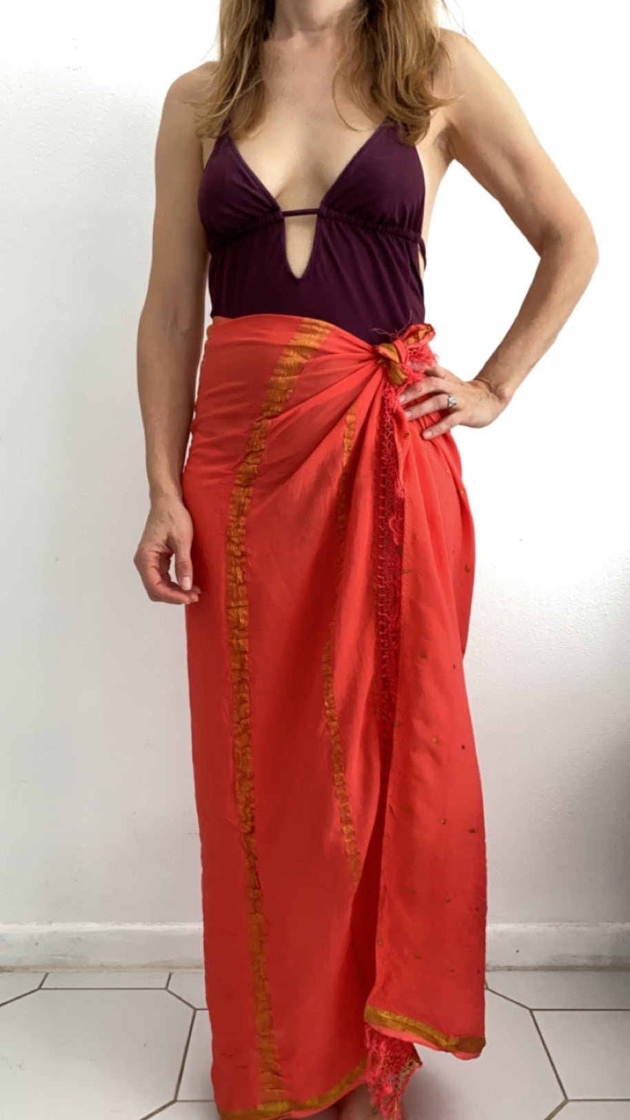 Load image into Gallery viewer, Upcycled silk sarong
