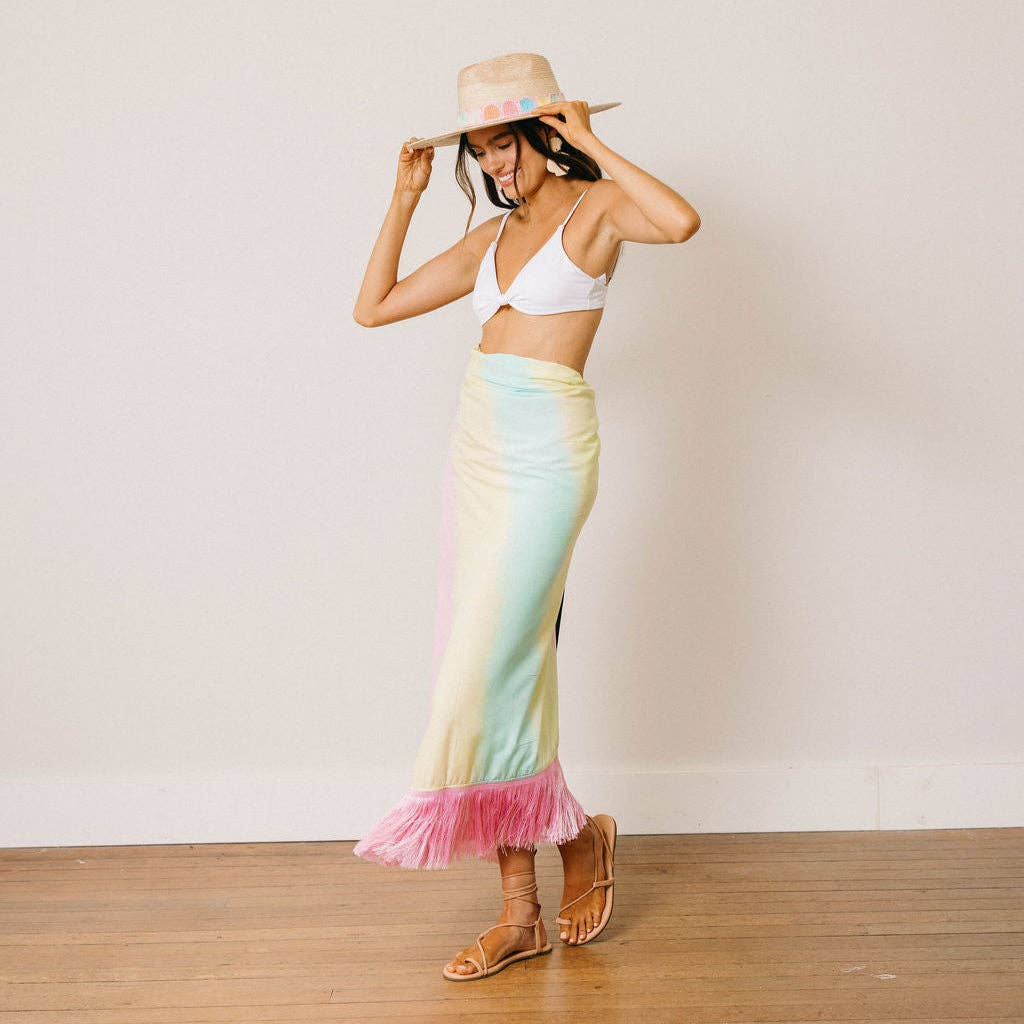 Watercolor Ruby Fringe Sarong