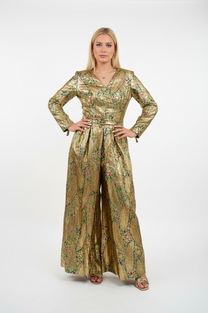 70s Gold Metallic Cocktail Romper