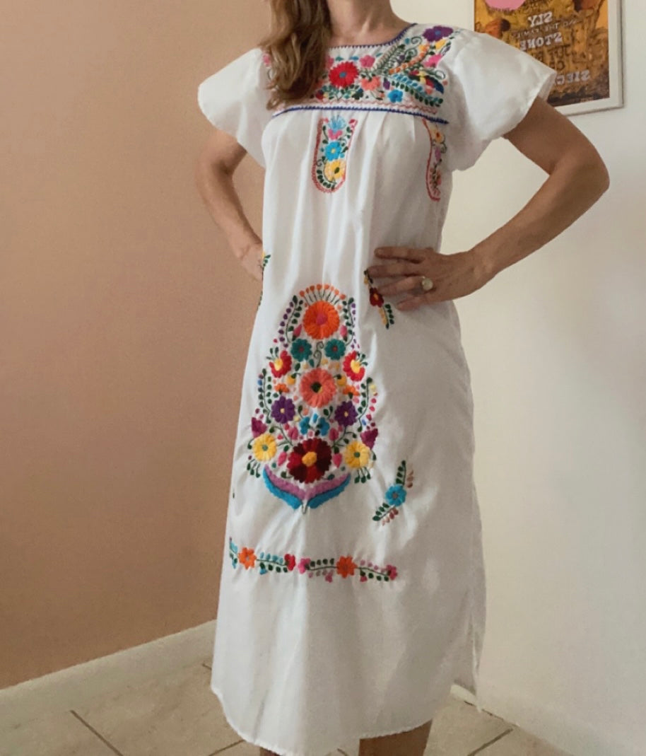 Mexican Hand Embroidered Dress, Size Small
