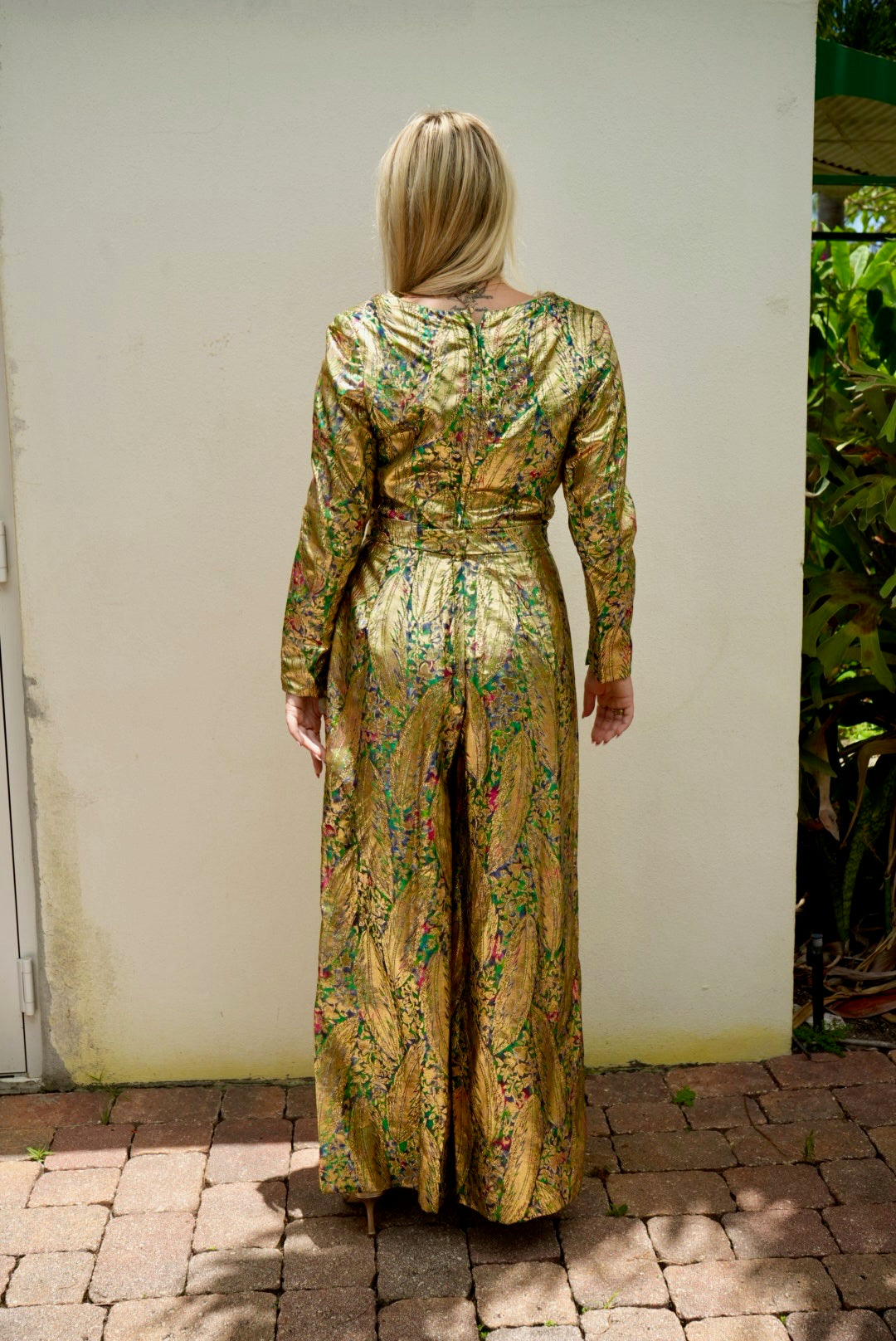 70s Gold Metallic Cocktail Romper
