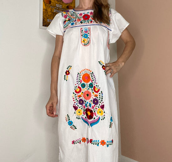 Mexican Hand Embroidered Dress, Size Small