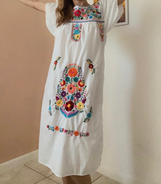 Mexican Hand Embroidered Dress, Size Small