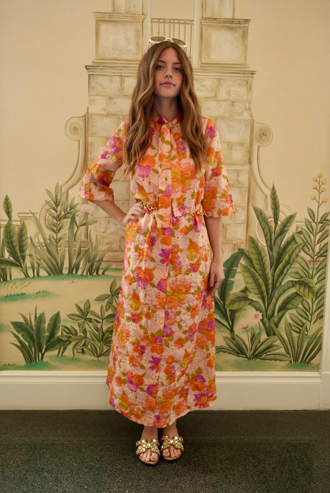 Palm Royale Floral Dress – Vintage Pink & Coral Vacation Dress