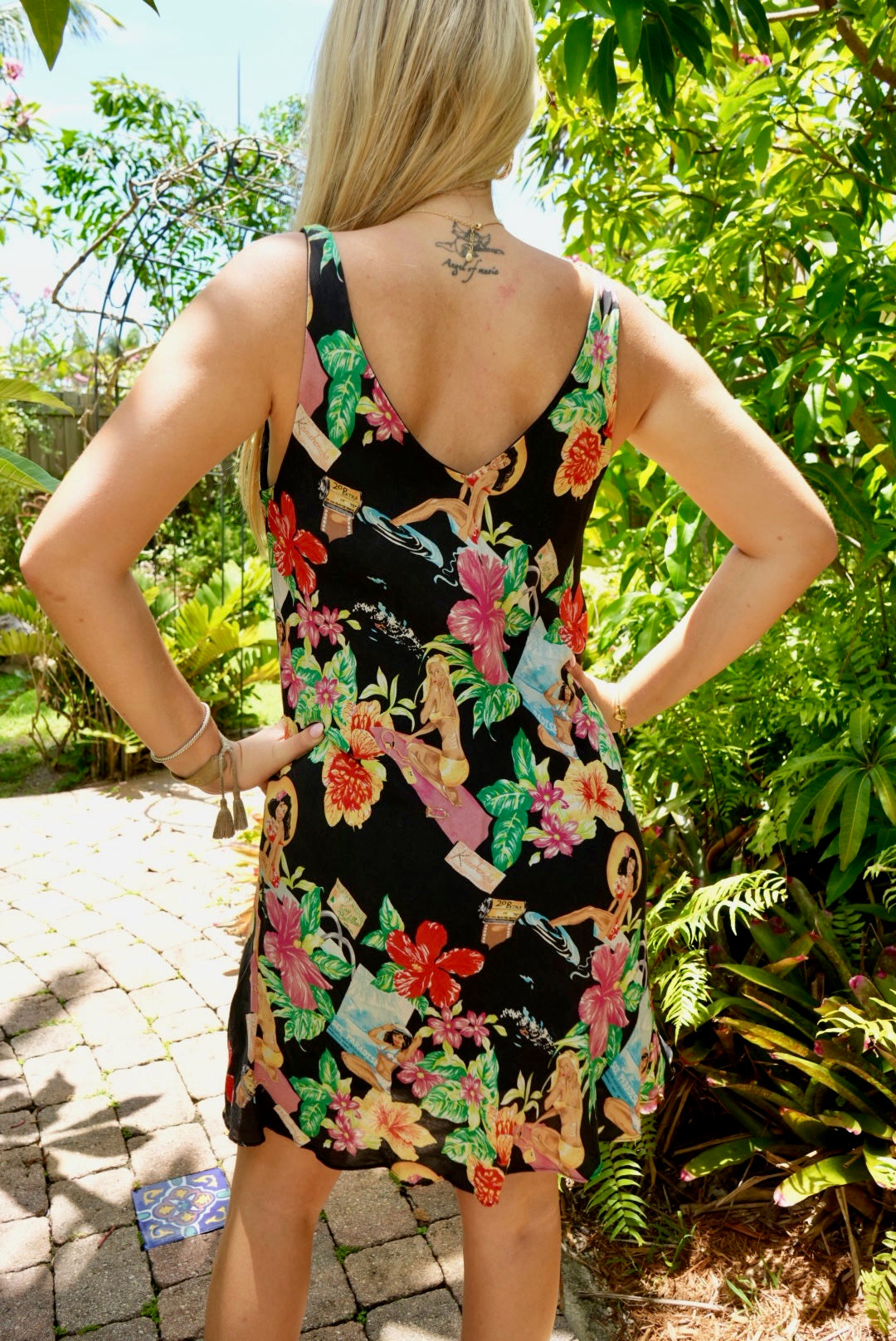 vintage nicole miller dress hawaiian print 