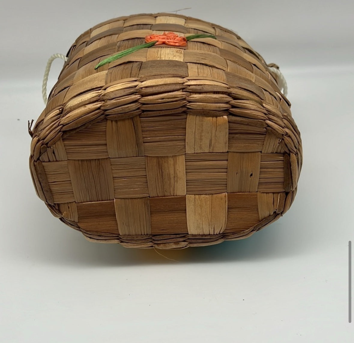 Rare 1960s Woven Straw Beach Bag, 60s Wicker Bucket Bag