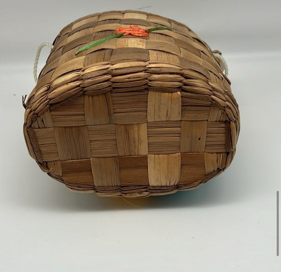 Rare 1960s Woven Straw Beach Bag, 60s Wicker Bucket Bag