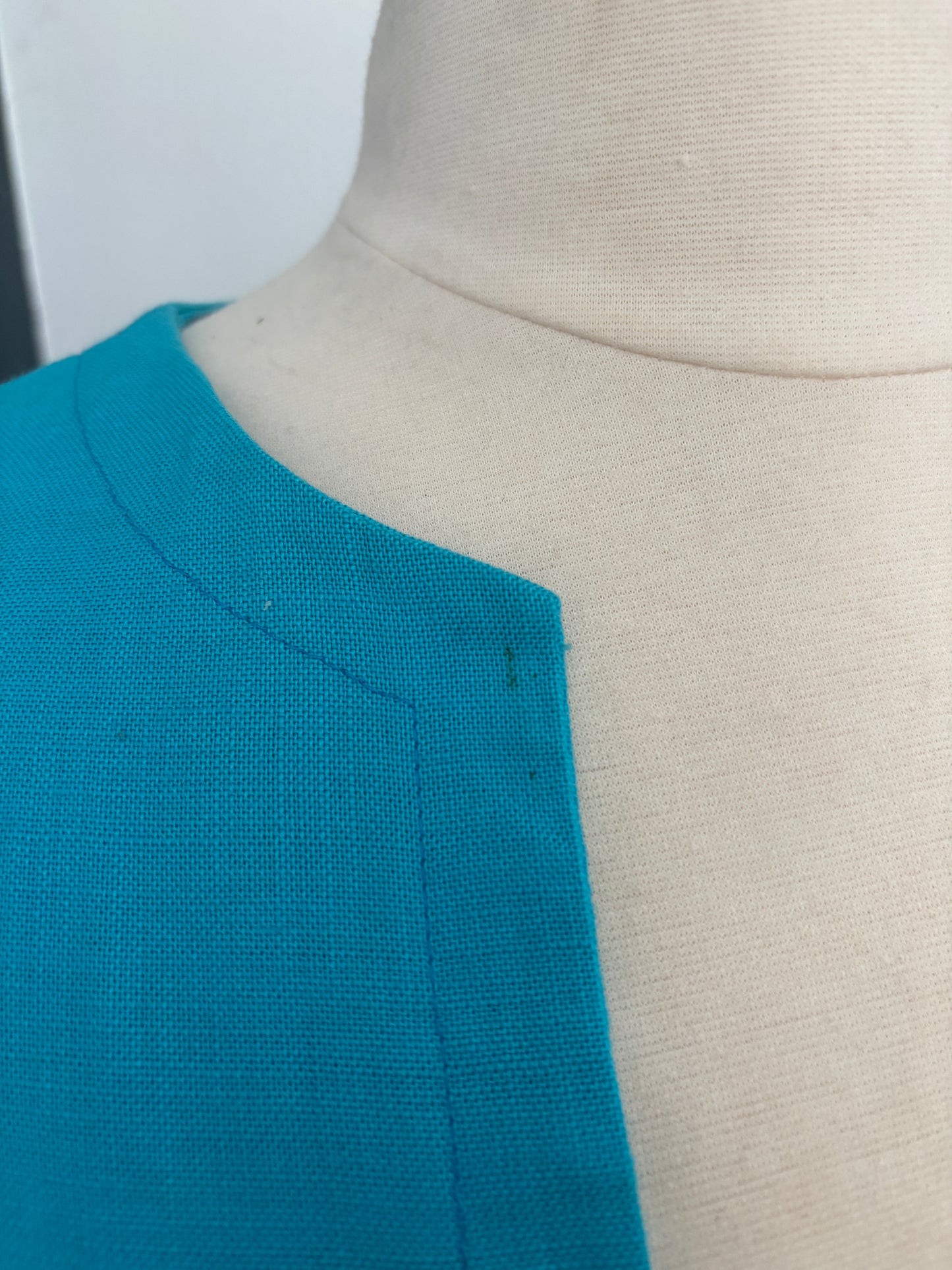 Turquoise Blue Custom Cotton–Linen Jacket, Blue Blazer