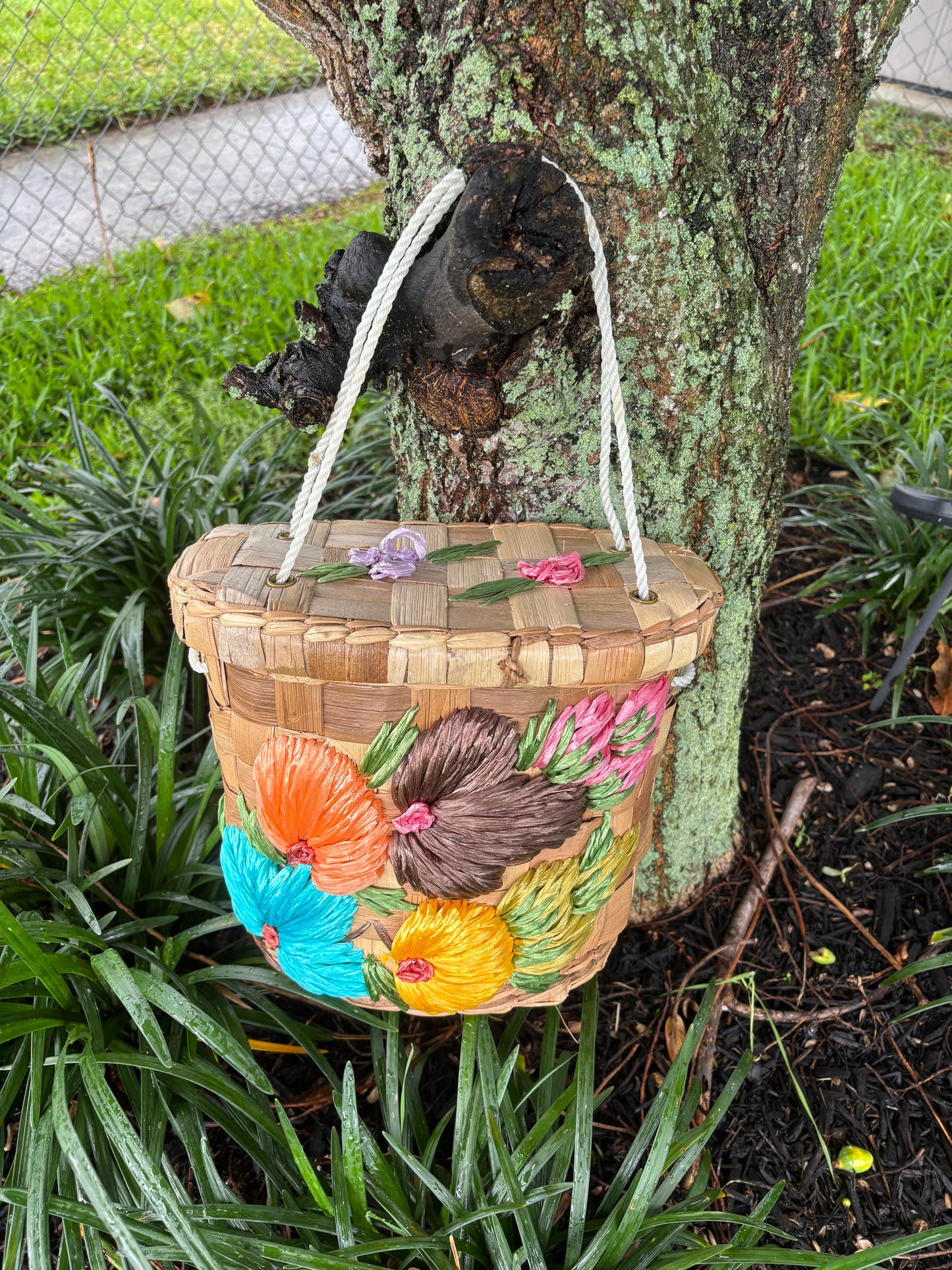 Rare 1960s Woven Straw Beach Bag, 60s Wicker Bucket Bag
