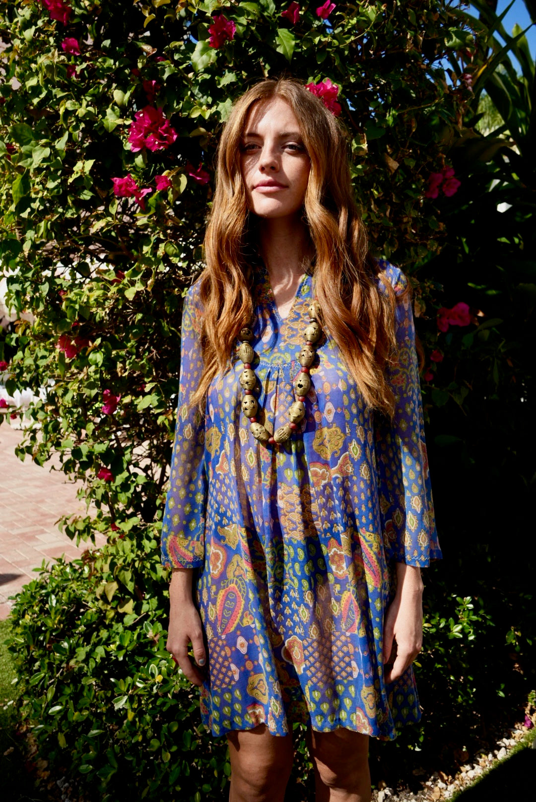 Parisian Maid 1970s Boho Beach Cover up / Paisley Tunic