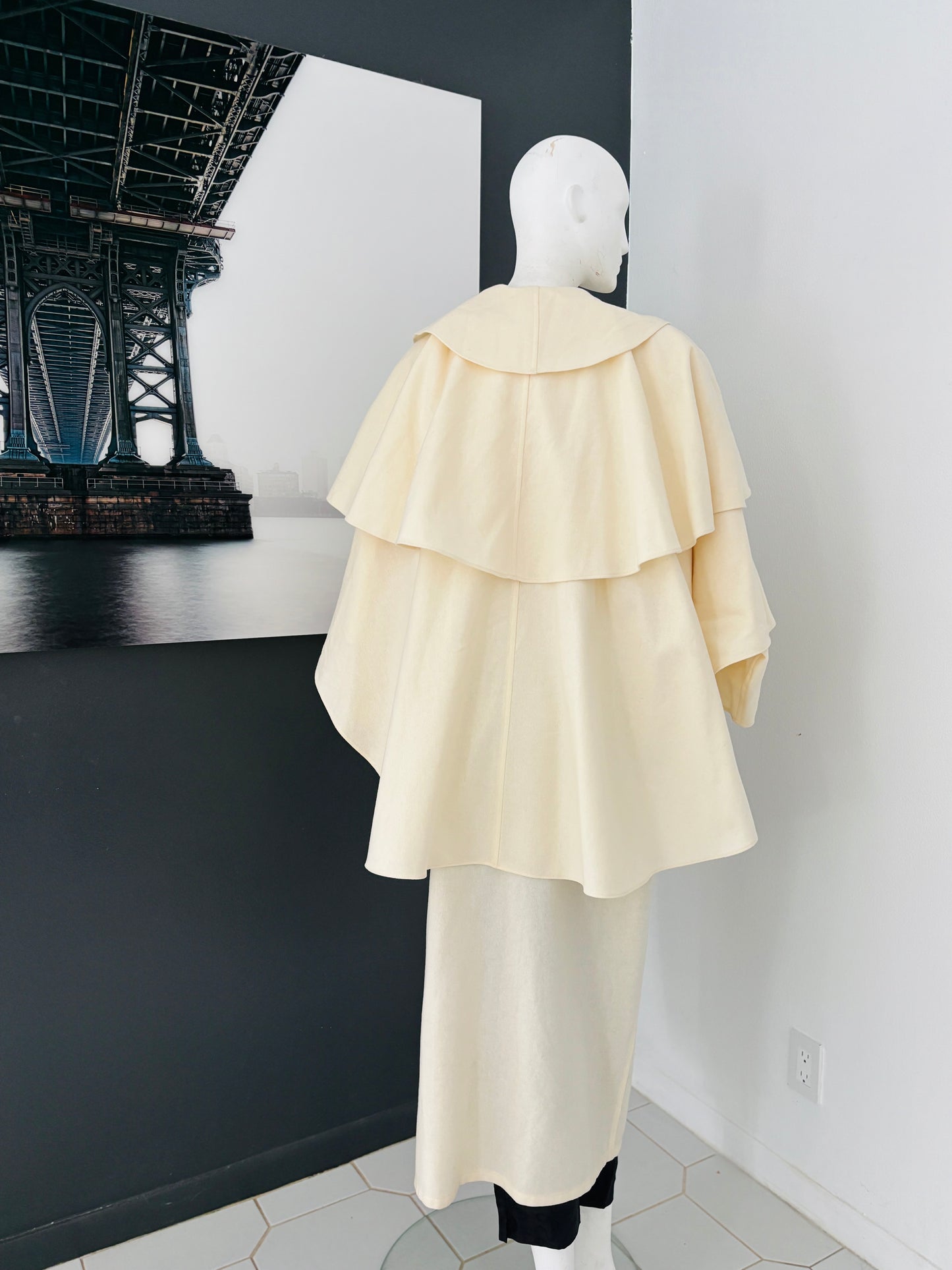Yeoh Lee Cream Y2K Coat – Tiered Ruffle Architectural Vintage