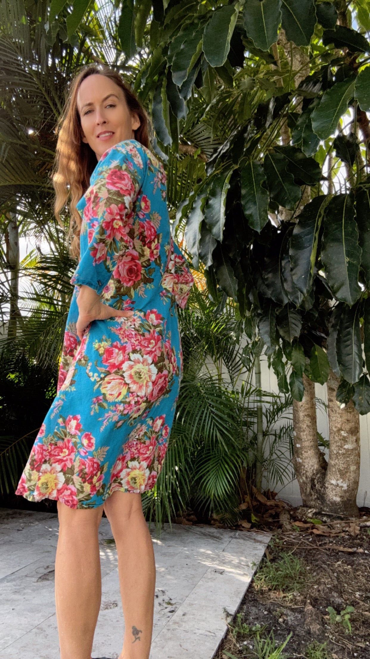 Vintage Cabbage Rose Floral Cotton Robe | Lightweight Boho Kimono Beach Cover-Up