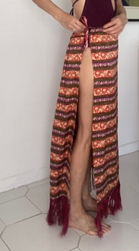 Custom silk sarong w fringe