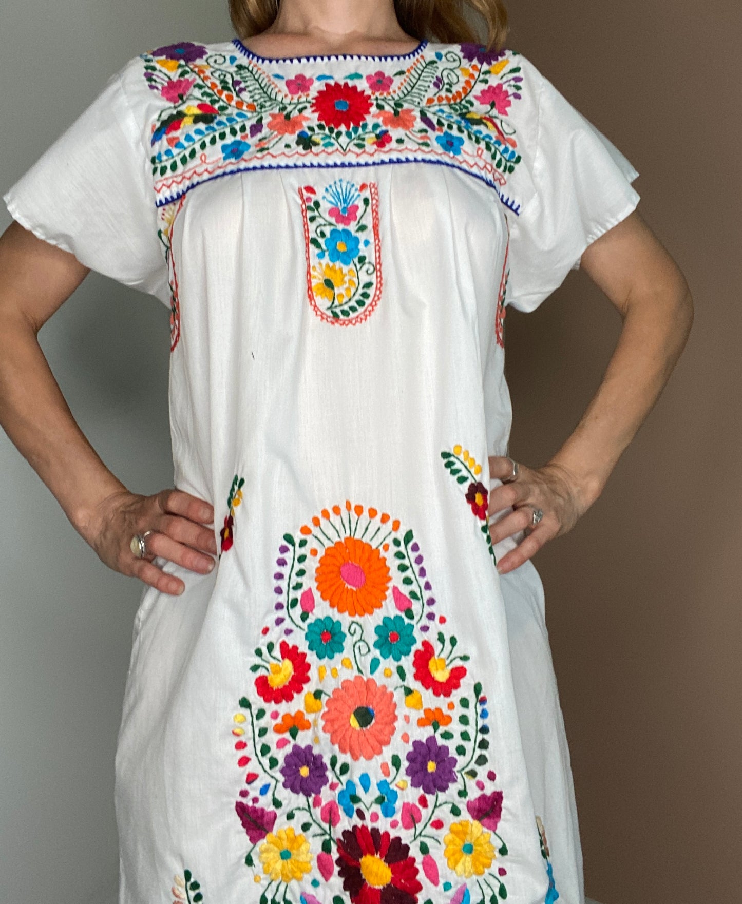 Mexican Hand Embroidered Dress, Size Small