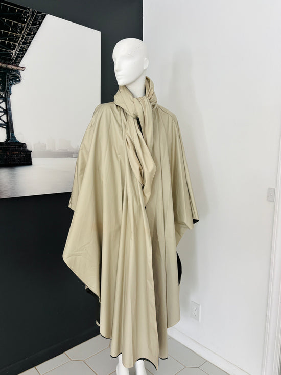 Yeohlee Reversible Cape – Olive &amp; Khaki Tie-Front