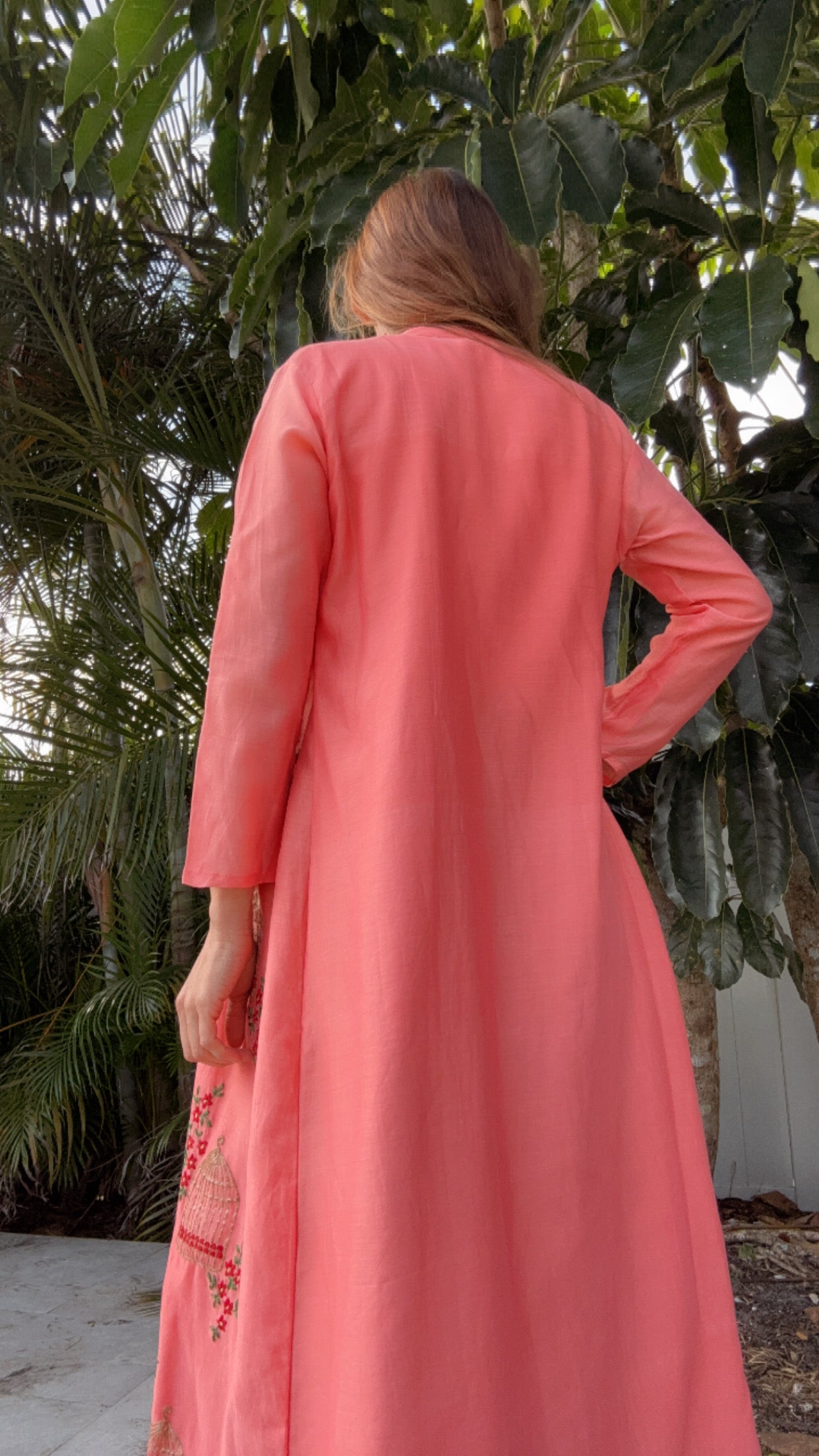 Enchanted Aviary Embroidered Jacket from India,  Beach Cover Up Size Small