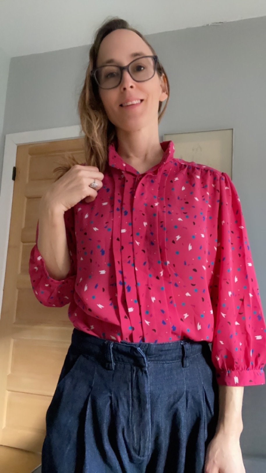 Chaus 80s  Bold Pink  Top, Size Medium, 80s Party Top, Pink 80s Party Top