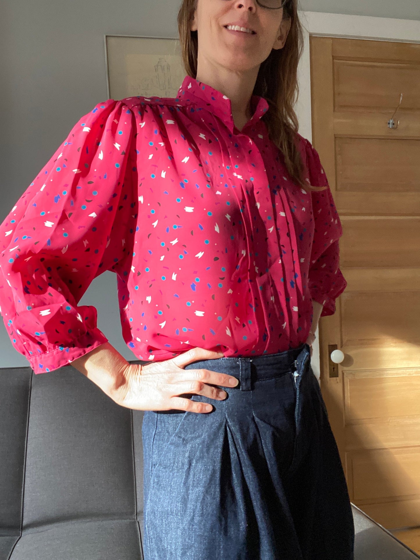 Chaus 80s  Bold Pink  Top, Size Medium, 80s Party Top, Pink 80s Party Top