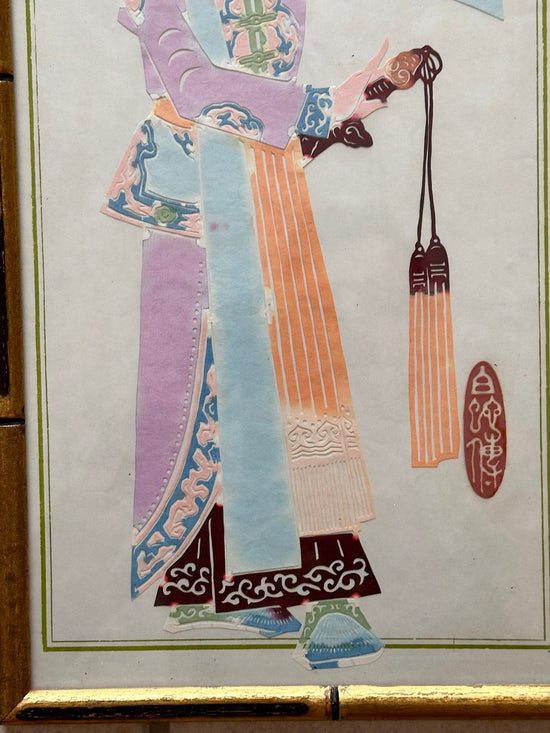 Vintage Asian Collages, Hand Painted, Era 1930s-1940s