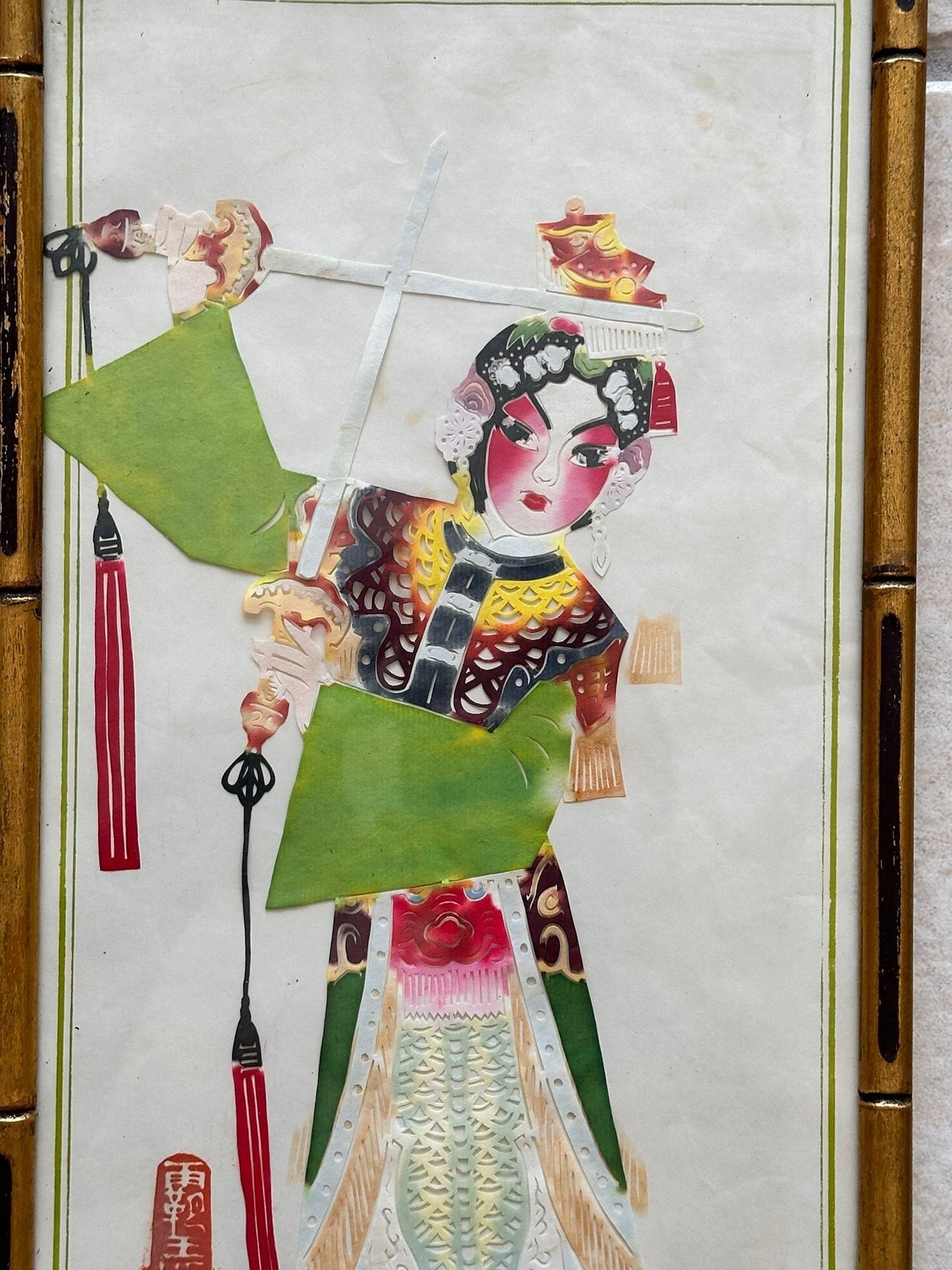 Vintage Asian Collages, Hand Painted, Era 1930s-1940s