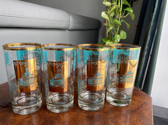 Mid Century Steamboat Libbey Highball Glasses, Set of 4