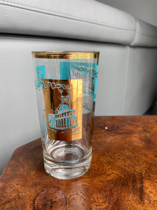 Mid Century Steamboat Libbey Highball Glasses, Set of 4