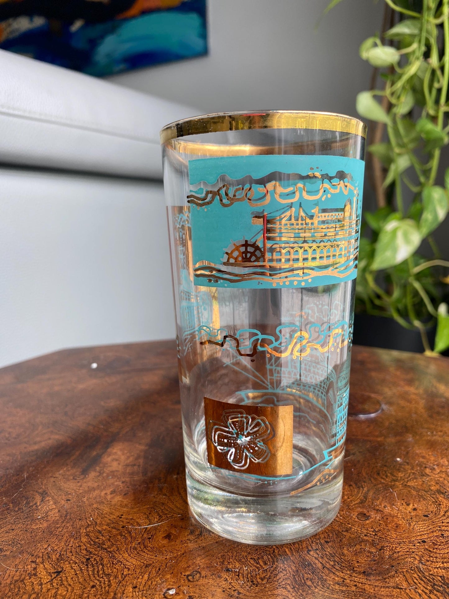 Mid Century Steamboat Libbey Highball Glasses, Set of 4
