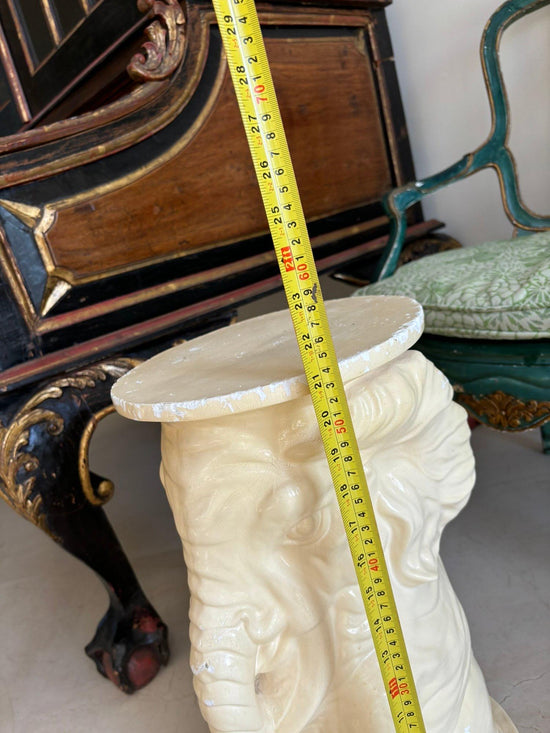 Plaster Elephant Plant Stand, Vintage Elephant Cocktail Table, Cream Elephant Table