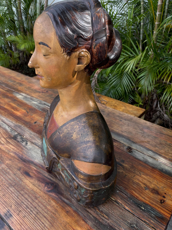 Vintage Plaster Bust Ippolita Maria Sforza, Statue of Woman, Buste de Femme, 20th century