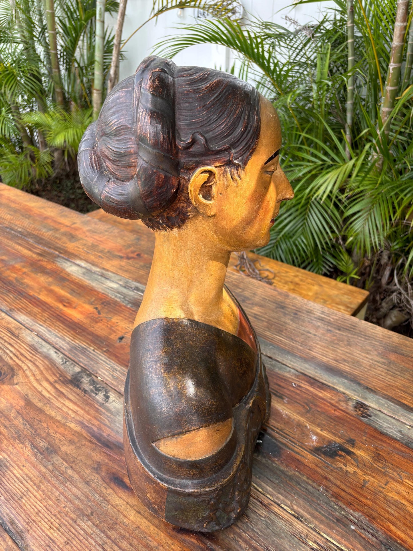 Vintage Plaster Bust Ippolita Maria Sforza, Statue of Woman, Buste de Femme, 20th century