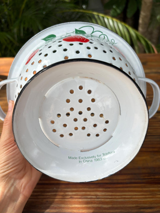 Vintage Strawberry Colander: 1983 Teleflora Enamelware Strainer