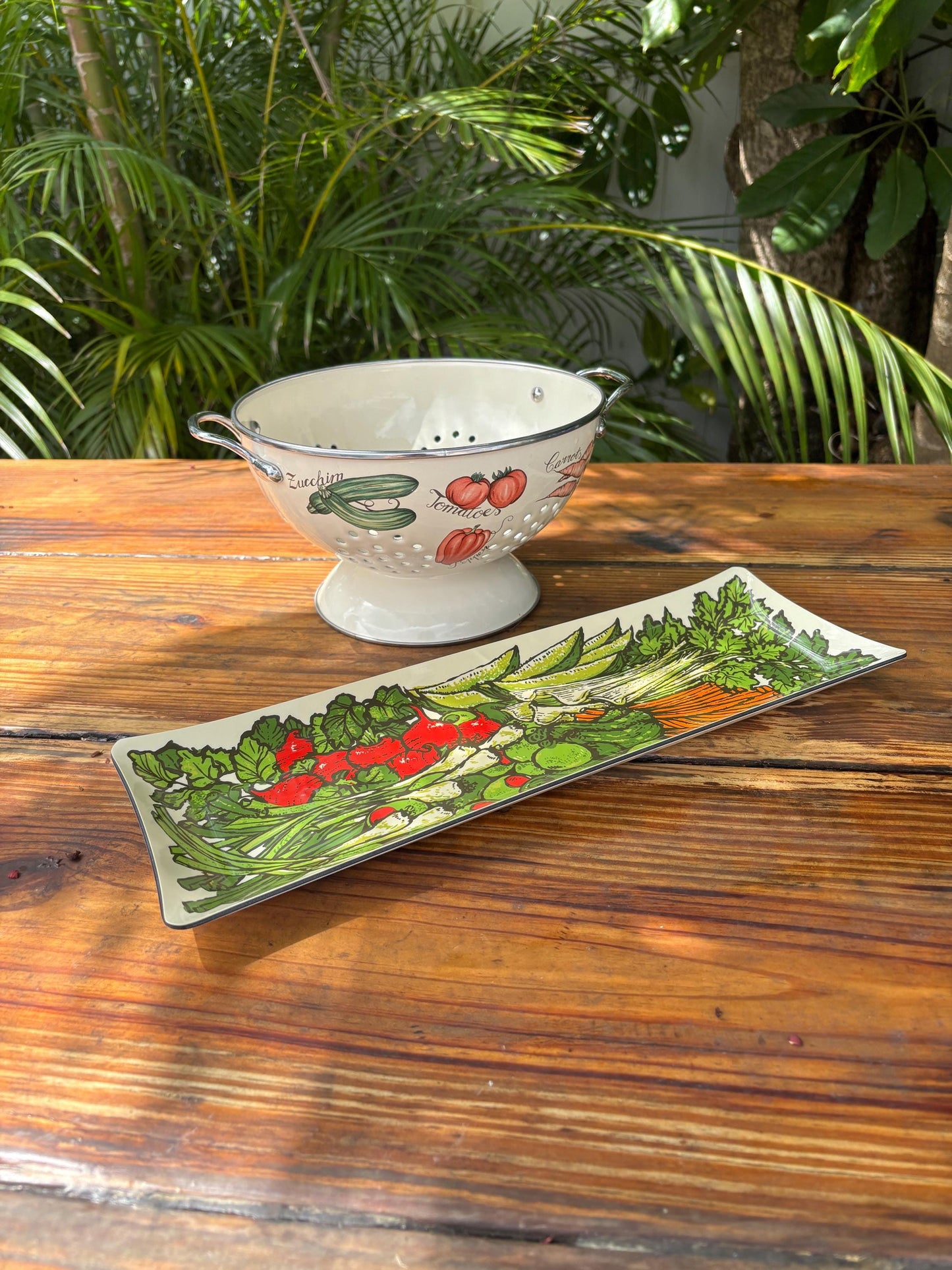 1970s  Vegetable Strainer & Appetizer Tray Set Retro Kitchenware, Vintage Serving Tray, Mid Century Kitchen Decor