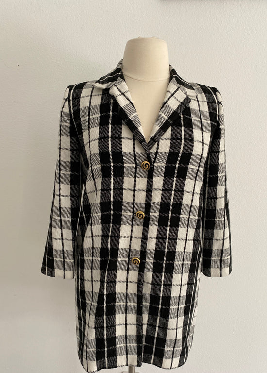 Black Checkered 80s Suit, Bust 38”