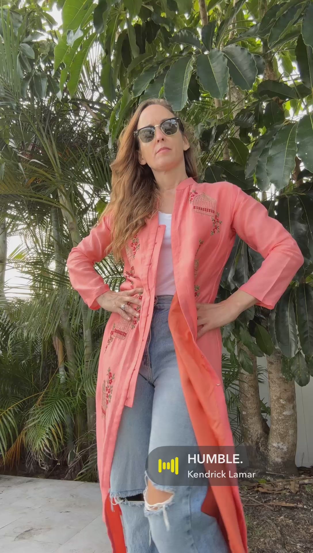 Load and play video in Gallery viewer, Enchanted Aviary Embroidered Jacket from India,  Beach Cover Up Size Small
