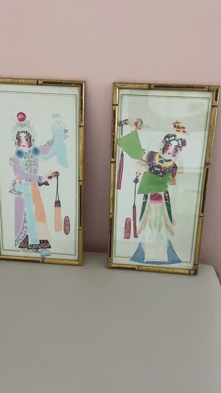 Load and play video in Gallery viewer, Vintage Asian Collages, Hand Painted, Era 1930s-1940s
