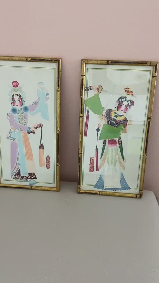 Load and play video in Gallery viewer, Vintage Asian Collages, Hand Painted, Era 1930s-1940s
