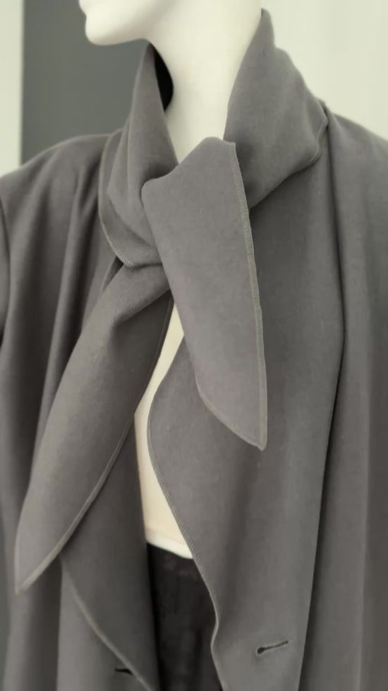 Load and play video in Gallery viewer, Grey Y2K Yeohlee Coat – Archive Sample, Tie-Front

