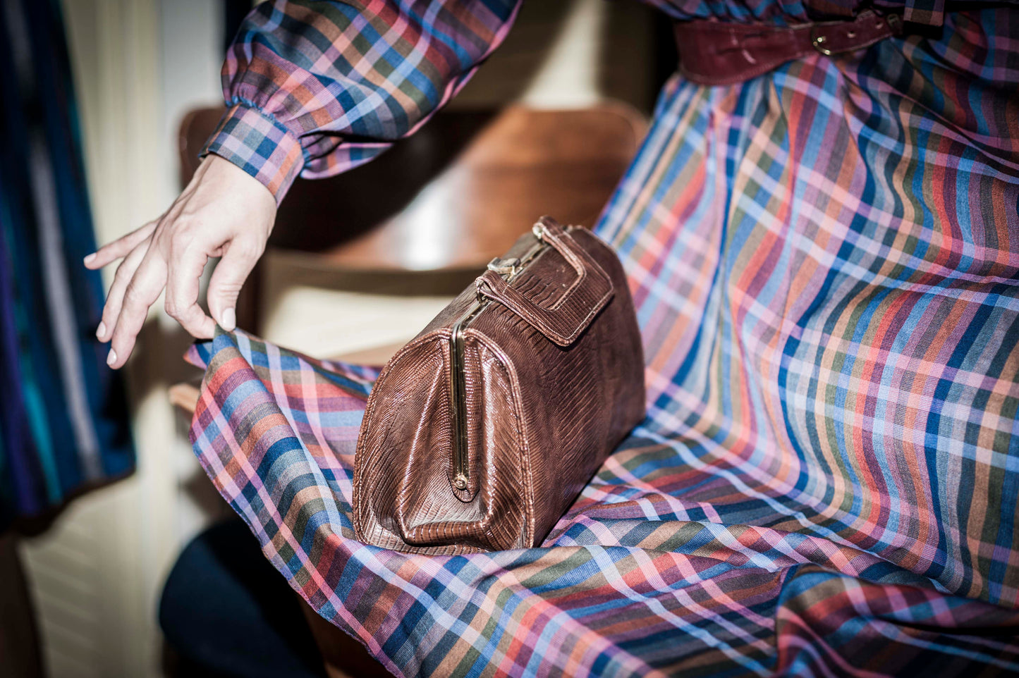 Ju Mo 70s Plaid Dress w Tie Front