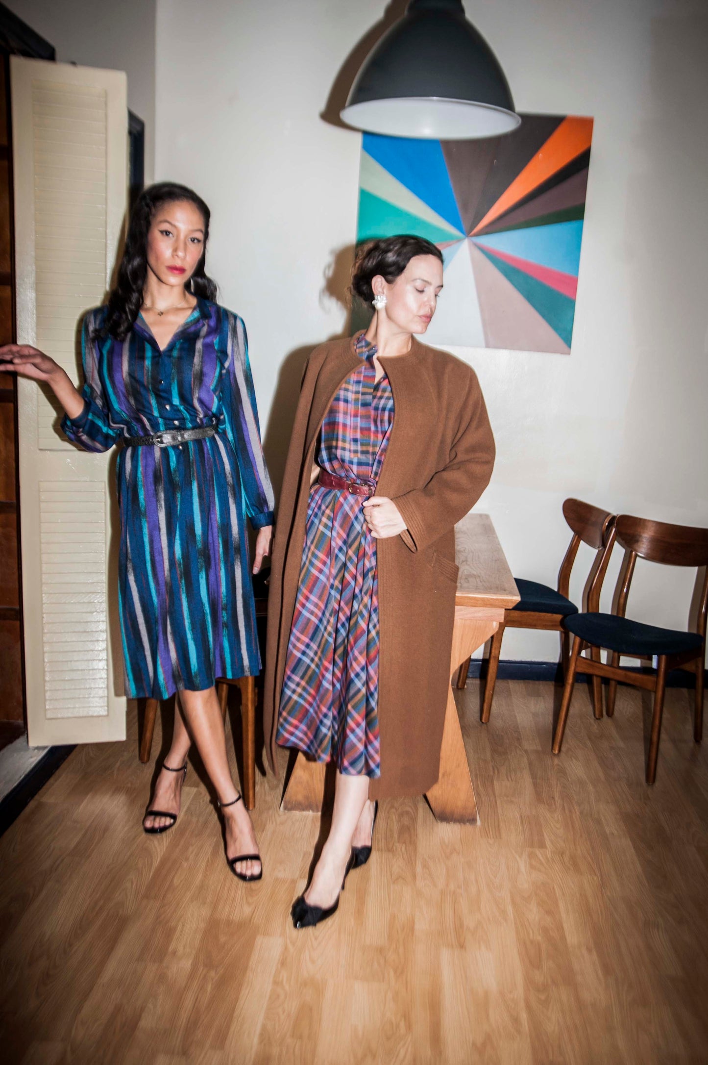 70s Watercolor Stripe Day Dress