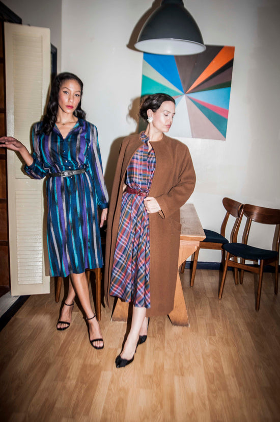 70s Watercolor Stripe Day Dress