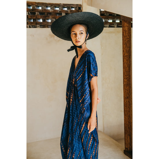 Madella Hand Dyed Kaftan Dress in Ocean blue