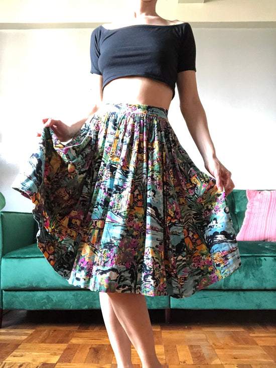 Load image into Gallery viewer, 50s Positano Circle Skirt, Waist: 24”
