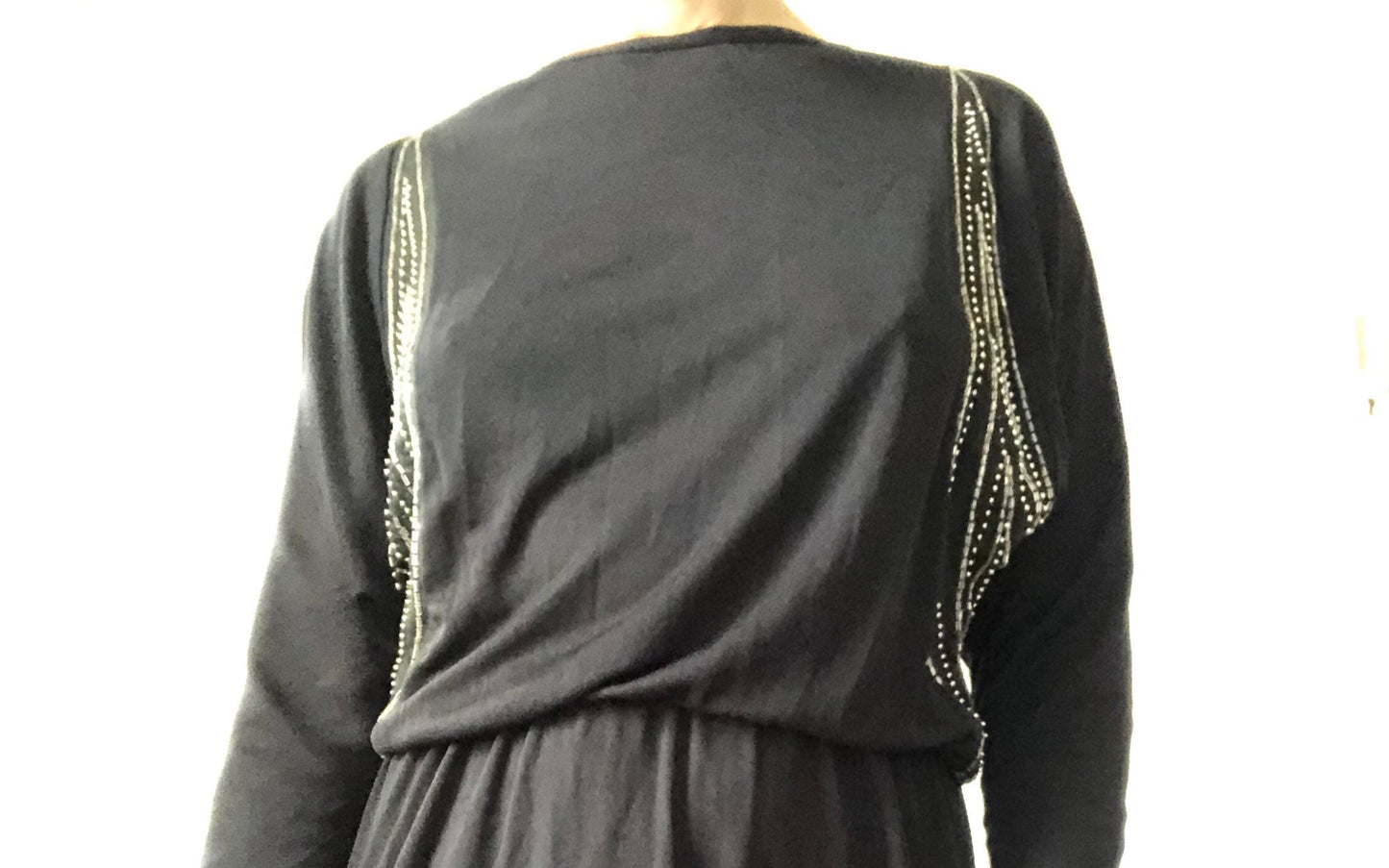 1970s Disco Dress with silver beading, Size Small
