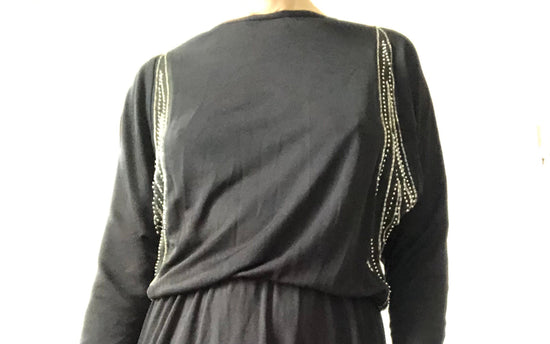1970s Disco Dress with silver beading, Size Small