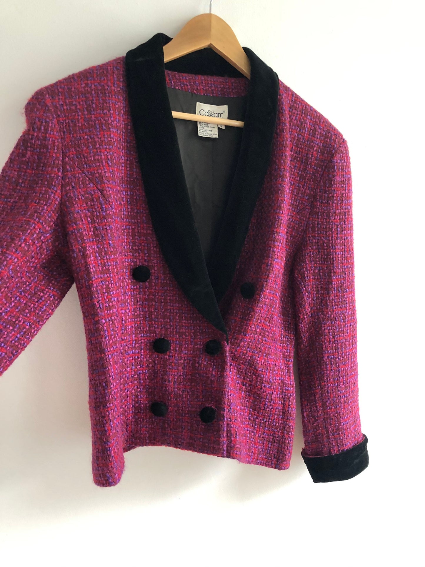 CLUELESS Cassant wool blend blazer with velvet trim, size medium