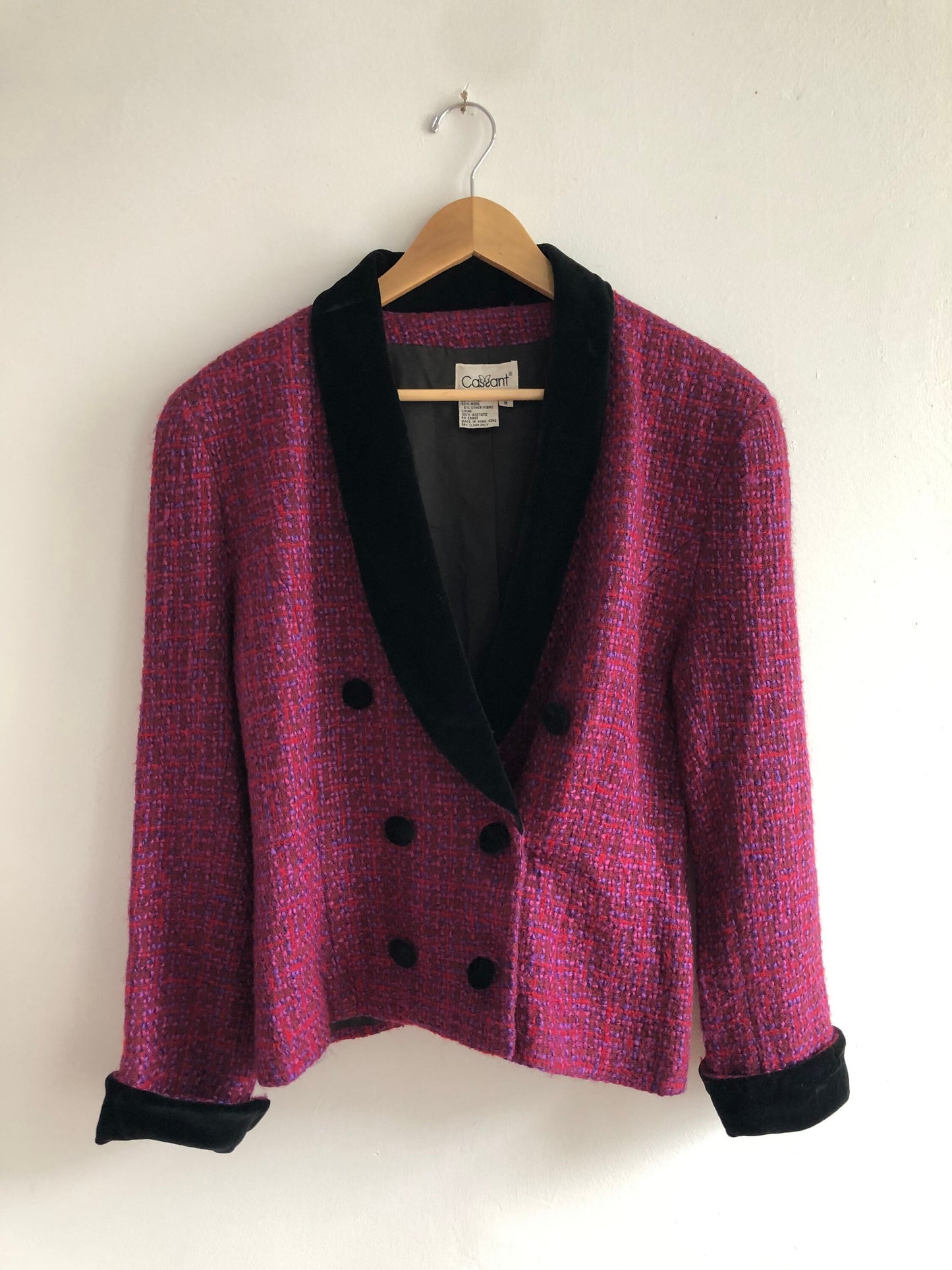 CLUELESS Cassant wool blend blazer with velvet trim, size medium